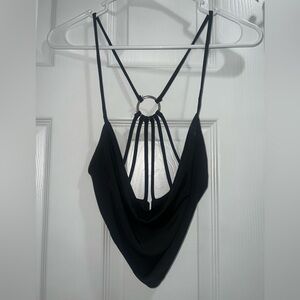 Open back black cropped tank